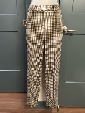 White House Black Market Brown & Cream Slim Ankle Trousers